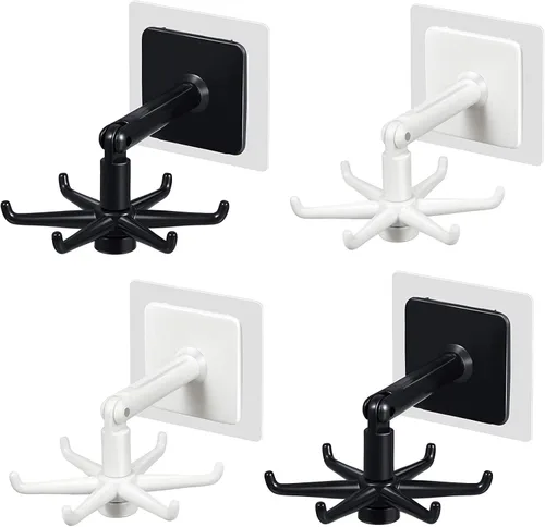 Vista 9 de Ganchos Portautensilios Colgantes Soporte para Utensilios de Cocina Gancho para Pared Montaje con Rotación de 360 Grados Gancho Plegable