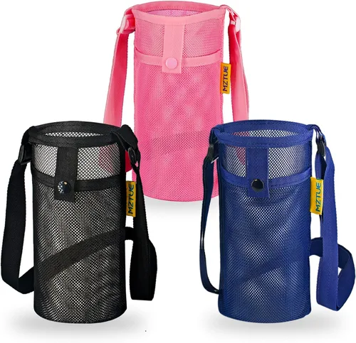 Vista 8 de 2 soportes para botellas de agua con correa, de alta calidad, fácil de limpiar, bolsa ligera para botella de agua con bolsillo para senderismo