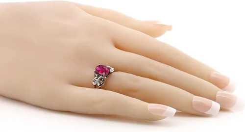 Vista 48 de Gem Stone King Anillo de compromiso ovalado con piedra natal para mujer, plata de ley 925, ovalado de 0.354 x 0.276 in, anillo de compromiso