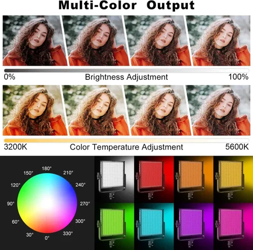 Vista 5 de GVM Luces de video RGB con control de aplicación, kit de iluminación de video de estudio a todo color de 50 W, luces de video LED para iluminación