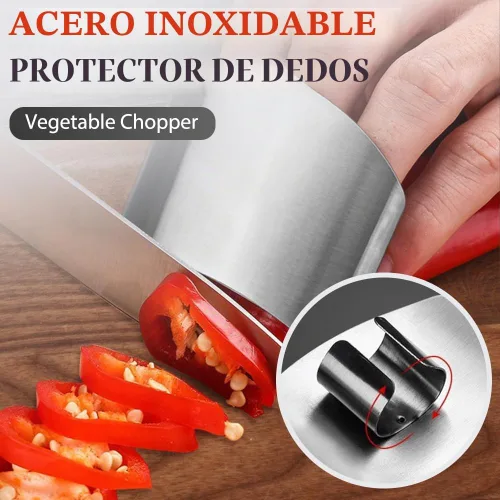 Vista 3 de Protector de dedos de acero inoxidable, protector de dedos mejorado 2025 para cortar alimentos, herramienta segura para cortar, cortar en cubitos