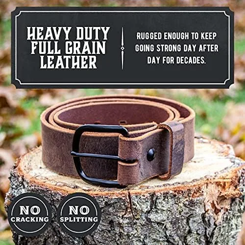 Vista 4 de The Bootlegger - Cinturón de cuero Fabricado en Estados Unidos Cuero de grano completo Cinturón para hombre, Bootlegger Marrón