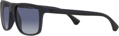 Vista 3 de Emporio Armani Gafas de sol redondas de moda para hombre, NegroGomaAzul Gradiente