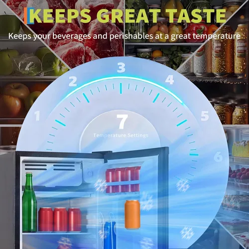 Vista 4 de Garvee Refrigerador compacto de 3.2 pies cúbicos Mini refrigerador de una puerta con funcionamiento silencioso y eficiente energéticamente