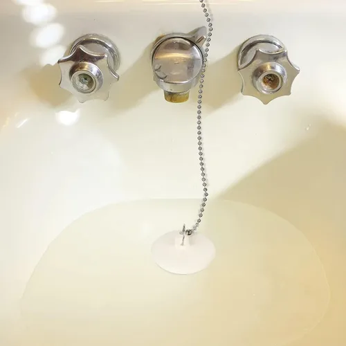 Vista 4 de Paquete de 2 tapones de bañera, tapones de goma para bañera con tapón de drenaje con cadena de cuentas de acero inoxidable de 15", tapón de baño