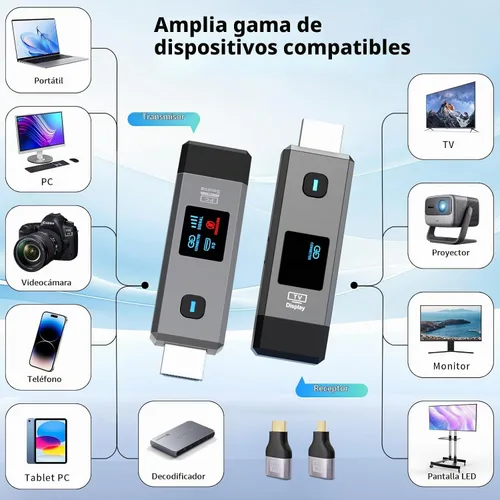 Vista 6 de Transmisor y receptor HDMI inalámbrico 328 pies/100m Extensor 1080P Salida Negro