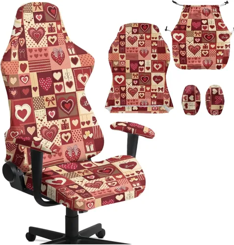 Vista 15 de Heart Gaming Chair Cover for Desk Chair Stretchy Armrest Covers Washable Ergonomic Office Seat Cover Dustproof Gaming Chairs Easy to Fit Home Office