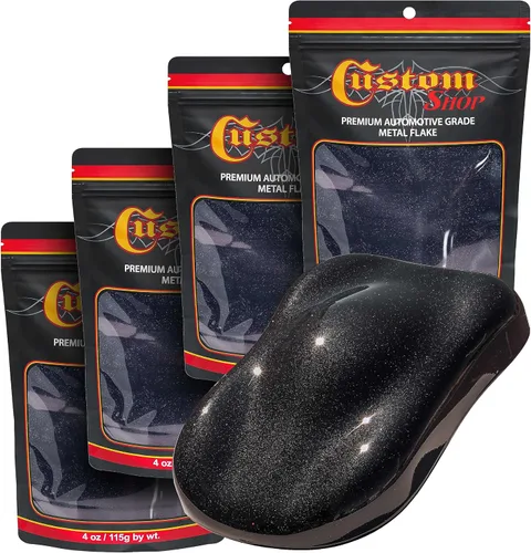Vista 65 de Custom Shop - Purpurina metálica para pintura automotriz, oro brillante, 4 oz, micro escamas de metal de 0.004" para pintura de automóviles, aditivo