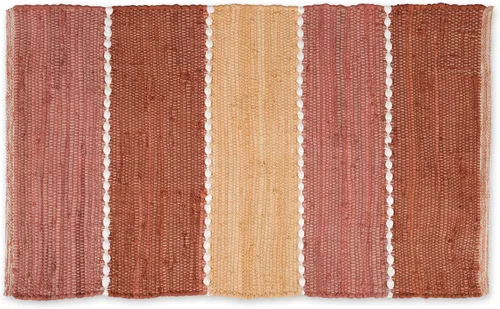 Vista 14 de DII Colección Chindi Rug Collection, reversible, hilo reciclado, teñido a mano, 2 pies 3 pulgadas x 6 pies, jadeíta