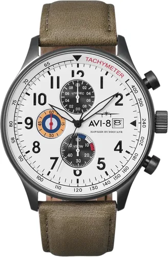 Vista 26 de Reloj analógico AV-4011 Hawker Hurricane, con mecanismo de cuarzo japonés, con correa de piel, de AVI-8