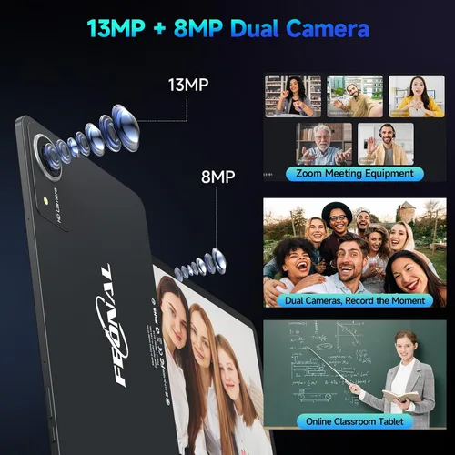 Vista 8 de Tableta mejorada con Android 15 de 12 pulgadas con ROM de 256 GB, procesador Helio G99 Octa-Core Android Tableta para juegos, gran pantalla FHD