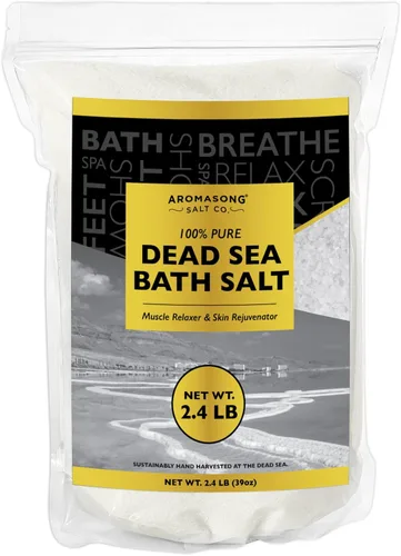 Vista 11 de Aromasong Sal pura del mar muerto para remojar con lavanda 100% natural, 2.43 libras, sal de baño de spa de grano fino, exfoliante de lavado