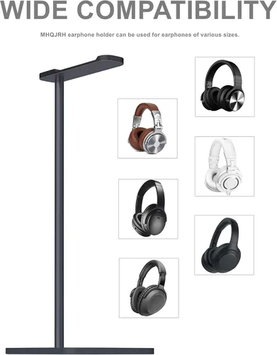 Vista 4 de Soporte para auriculares para escritorio, soporte de auriculares de Negro