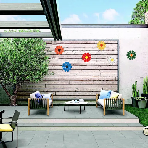 Vista 7 de 6 piezas de flores de metal para decoración de pared, decoración de jardín, flores de metal, girasol, arte de pared, decoración para colgar, adorno