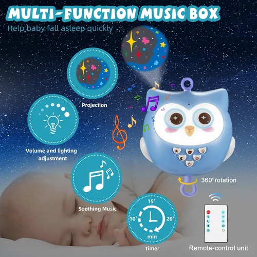 Vista 2 de Cuna móvil para bebé con música y luces para niños, animales móviles musicales para cuna, juguetes para niñas, juguetes colgantes, portátil, safari