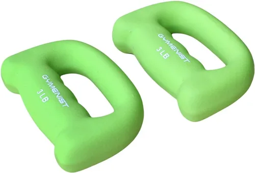 Vista 2 de GYMENIST Juego de 2 mancuernas de neopreno en forma de mano para ejercicio, correr, caminar, cardio, par