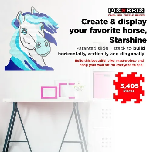 Vista 6 de Pix Brix Bloques de Puzzle de Arte Pixel - Star Stable’s Starshine, 3,405 Piezas - Bloques de Construcción Interconectados, Pixela Tu Caballo