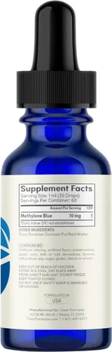 Vista 2 de Gotas de azul de metileno de grado farmacéutico – Azul de metileno puro 1% en solución de agua de ósmosis inversa para apoyo a la salud cerebral
