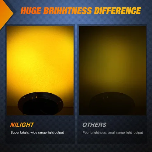 Vista 5 de Nilight Luces traseras para remolque, 2 unidades, 4 pulgadas, redondas, 12 LED, ámbar, cromado, marco, marcador, señal de giro, luz trasera