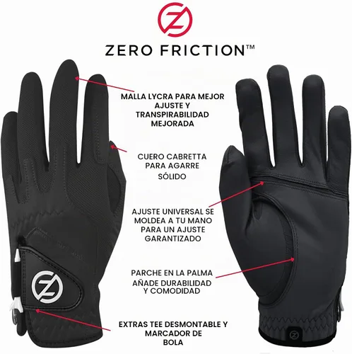 Vista 2 de Zero Friction Cabretta Elite - Guantes de golf para hombre, ajuste universal
