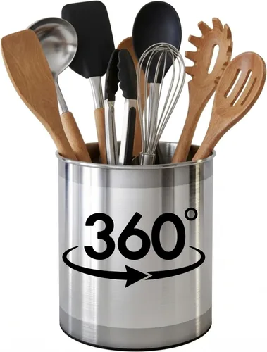 Vista 12 de Cooler Kitchen Portautensilios Jumbo Extra Grande Resistente Giratorio Negro con Base Pesada Antivuelco e Inserto con Agarre - A Prueba de Óxido
