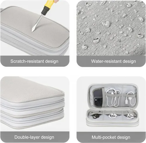 Vista 4 de Bolsa organizadora de accesorios digital, portátil de doble capa impermeable, adecuada para una variedad de accesorios digitales, almacenamiento