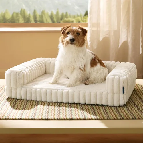 Vista 25 de Bedsure - Cama ortopédica para perros pequeños, cama impermeable de espuma viscoelástica con lados, sofá de espuma de nido de abeja para perros