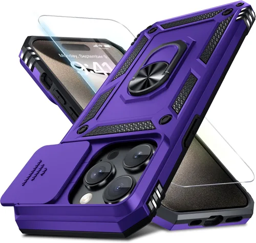 Vista 17 de Janmitta Funda para iPhone 8 Plus/7 Plus/6 Plus, Cubierta de Teléfono con Cubierta Deslizante Integrada para Lente de Cámara + Protector