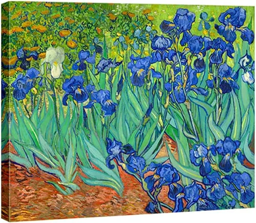 Vista 15 de Wieco Art Lienzo enmarcado para pared, impresiones de lirios de Van Gogh, flores famosas, pinturas al óleo, reproducción moderna de lienzo giclée