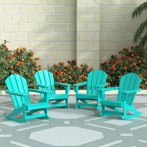 Vista 157 de WestinTrends Silla mecedora Malibu de poliéster para exterior/patio Adirondack, Negra