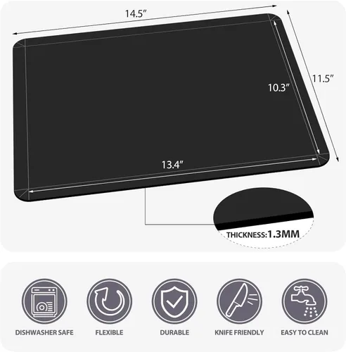 Vista 4 de WK Juego de 3 tapetes/tablas de cortar de plástico flexibles con labio, tabla de cortar plegable para cocina, tablas de cortar negras para carne