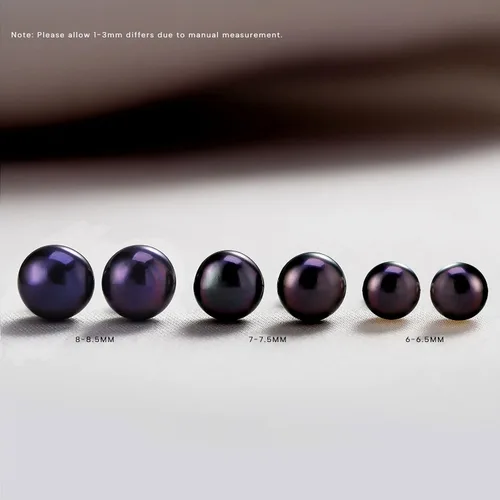 Vista 7 de YAMI Black/Grey/White Pearl Earrings, Real Cultured Pearl, 925 Sterling Silver Stud Earrings Plated with 18K Gold, Classic & Elegant Jewelry Gifts