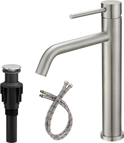 Vista 10 de BWE Grifo de fregadero de oro cepillado, acero inoxidable resistente al