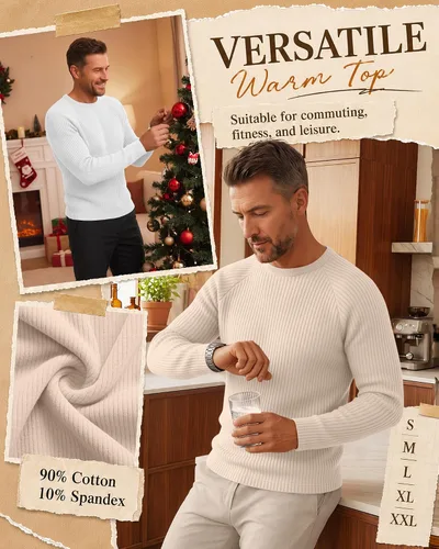 Vista 4 de Oakgarden Paquete de 5 camisas térmicas acanaladas de manga larga para Colores básicos