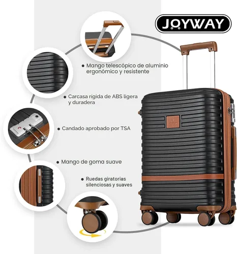 Vista 8 de Juego de maletas Joyway de 3 piezas, juego de maletas extensibles de cabina con rueda giratoria, juego de maletas de carcasa dura con candado TSA