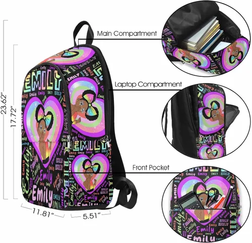 Vista 4 de Mochila personalizada para niños, jugador de fútbol americano, bandera americana, con nombre personalizado, mochila para estudiante, Color 23