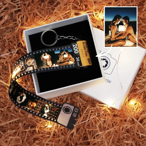 Vista 7 de Llavero personalizado, rollo de película de cámara personalizado con imágenes para mujer