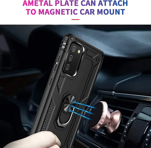 Vista 3 de TJS Funda compatible con Samsung Galaxy A03S, con protector de pantalla de vidrio templado, soporte magnético con soporte magnético resistente