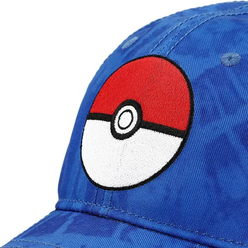 Vista 5 de Pokeball bordado azul Tie Dye algodón sarga Pokemon béisbol sombrero, Azul