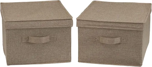 Vista 11 de Household Essentials Caja de almacenamiento grande de tela con tapa, color negro, juego de 2