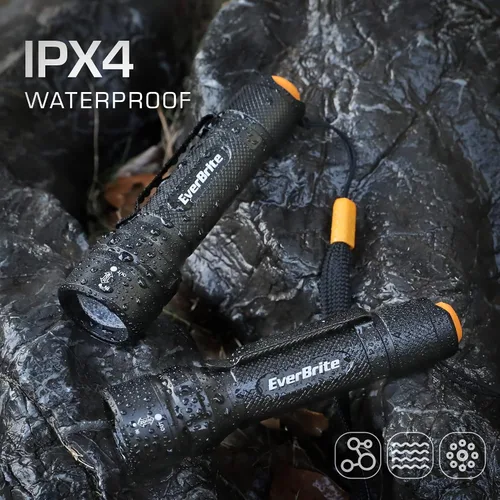 Vista 6 de EverBrite Paquete de 2 mini linternas LED superpequeñas de 150 lúmenes, linterna con zoom con cordón y clip, 3 modos, IPX4 impermeable