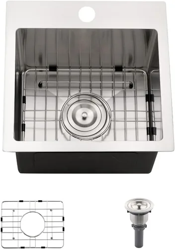 Vista 14 de Fregadero de barra de 14 pulgadas, fregadero de barra de montaje inferior de 14 x 19 pulgadas, fregadero de cocina pequeño de acero inoxidable