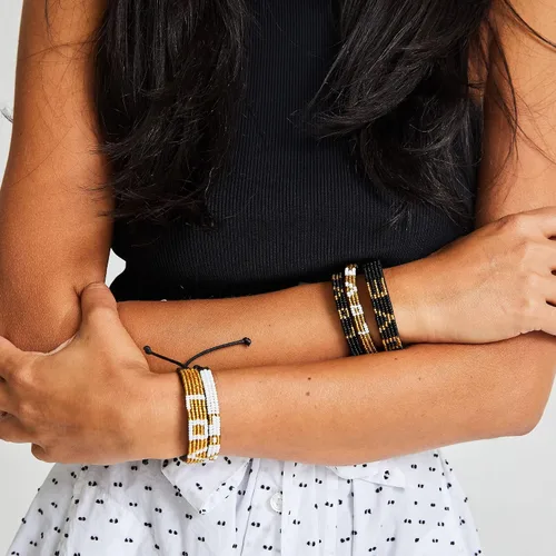 Vista 2 de Ubuntu Life Skinny Love - Pulsera de cuero con cuentas de cristal hecha a mano con cierre deslizante y cuero auténtico, pulseras bohemias apilables
