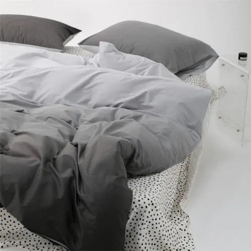 Vista 5 de Wellboo - Juego de edredón de tamaño matrimonial, ropa de cama de color gris gradiente sólido, gris plateado, gris claro, modernos, simples, blancos