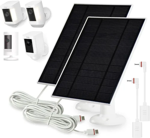 Vista 9 de Panel solar de 4 W para cámaras de exterior de anillo, 1 paquete de panel solar compatible con todas las nuevas baterías de cámara para exteriores