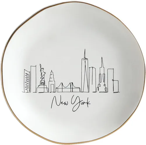 Vista 4 de COLLECTIVE HOME - Plato de joyería Skyline, plato de cerámica para baratijas, bandeja de joyería de paisaje, placa decorativa de vista de la ciudad