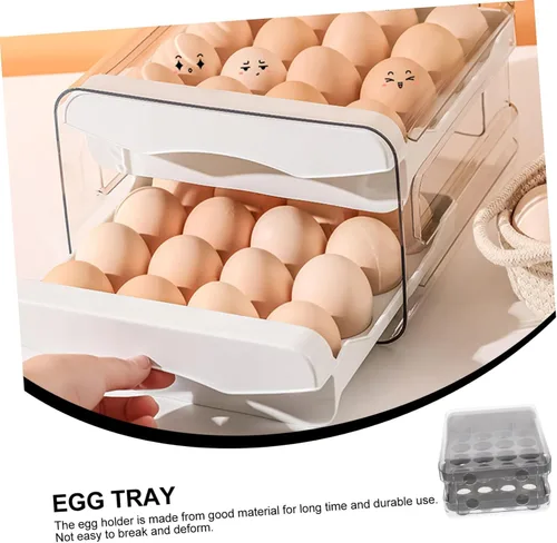 Vista 9 de Caja de almacenamiento para huevos estilo cajón de huevos 32 compartimentos reutilizable almacenamiento de cocina