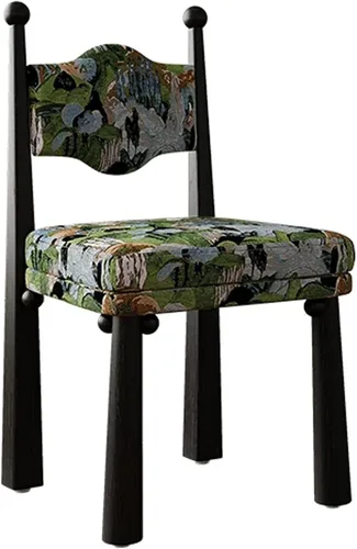 Vista 11 de Wooden Dining Room Chairs, Linen Fabric Dining Chairs Set, Accent Chairs with Backrest, Medieval Armless Makeup Chair, for Kitchens, bedrooms color1