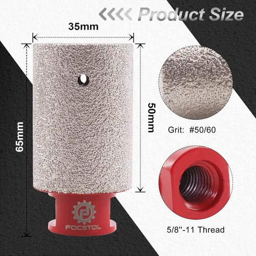 Vista 2 de FOCSTOL Brocas de diamante para fresado de dedo – Broca de núcleo de 1-3/8 pulgadas (1.378 in) para agrandar, dar forma, moler y bisel redondo