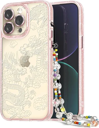 Vista 31 de Compatible para iPhone 13 Funda Bonita Estética - Funda para Teléfono Rosa con Purpurina con Protector de Cámara - Diseño de Cubierta